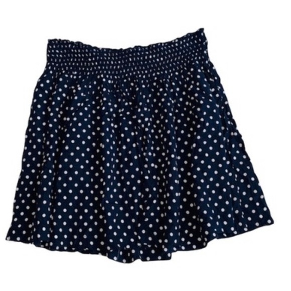 Maurices Navy Skirt with White Polka Dots and Elastic Smocked Waist - Picture 4 of 8